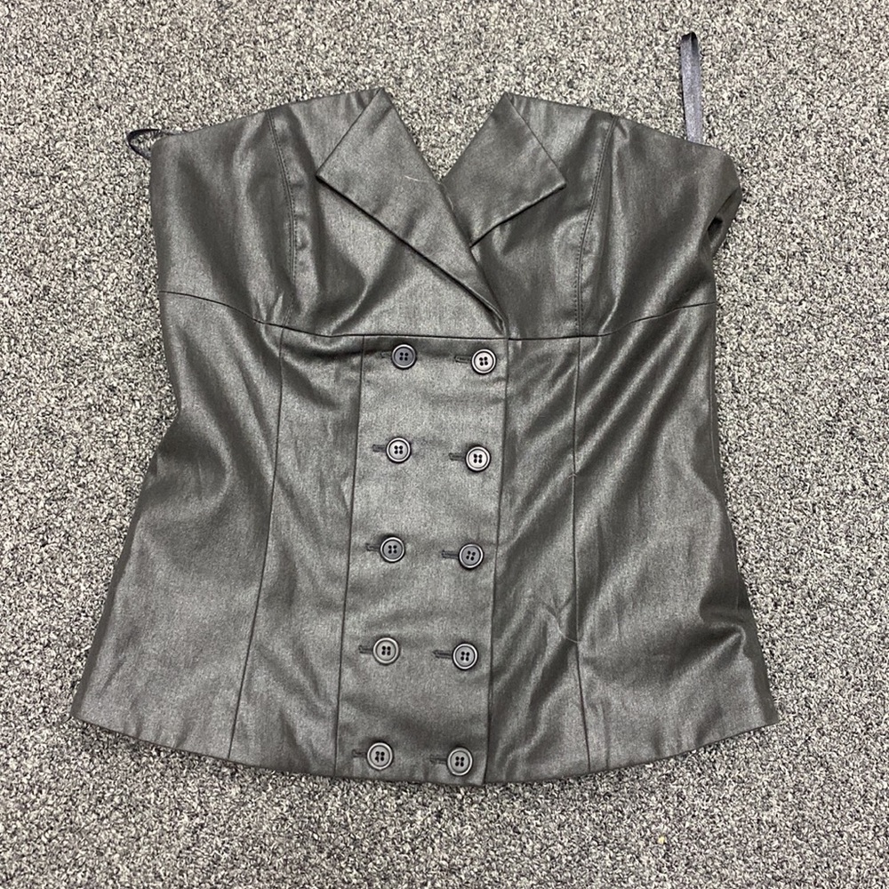 Y2k Vero Moda strapless tuxedo vest waistcoat corset buttons black 36 euro XS